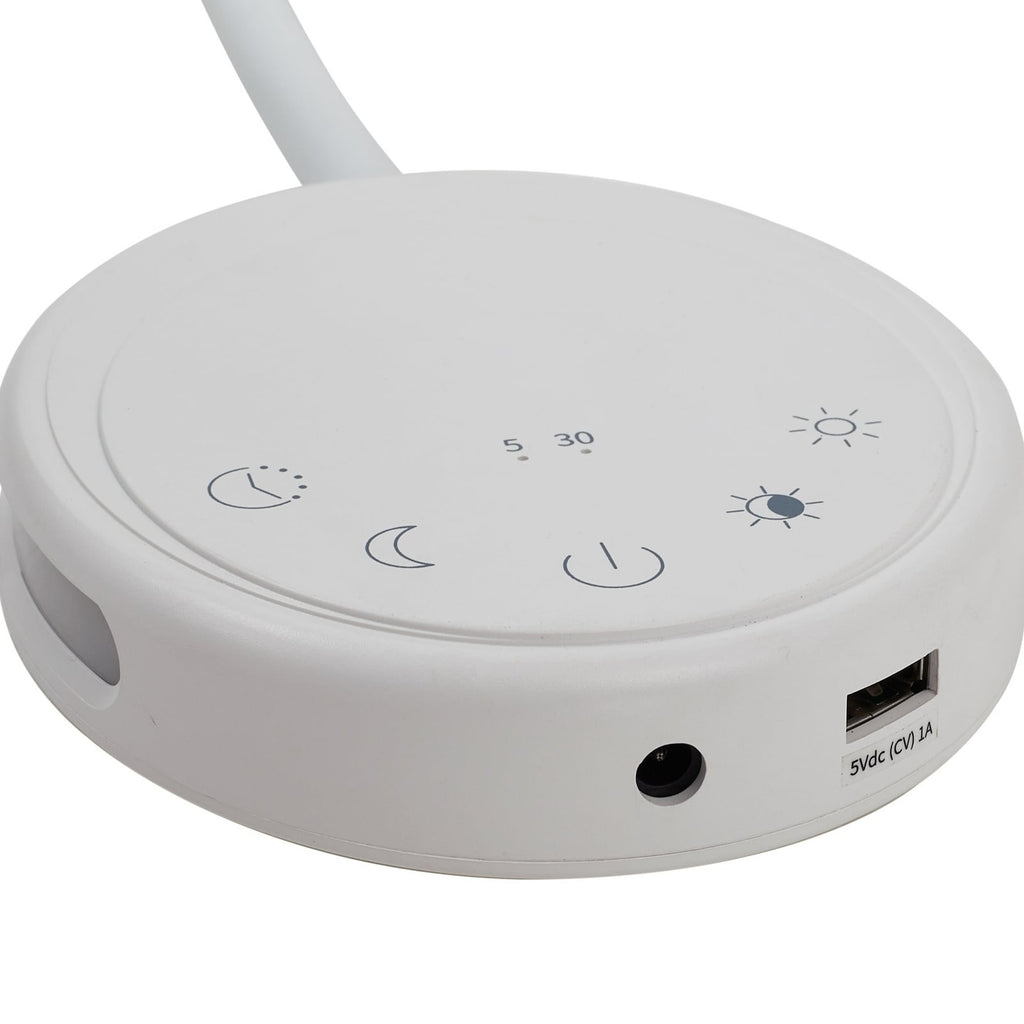 LED leselampe Zayna dimbar CCT USB hvit med dimmerbryter