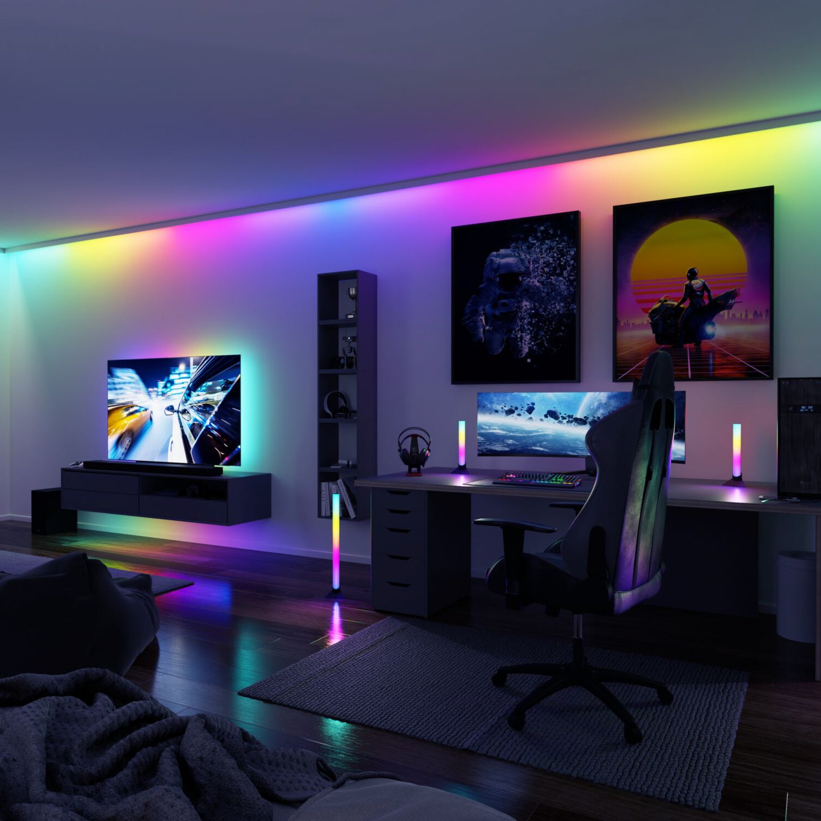 LED lightbar RGB dimbar 60 cm 2-pakning med fjernkontroll - Paulmann bakside