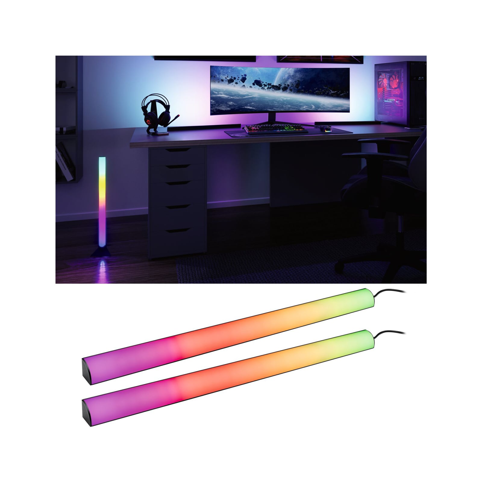 LED lightbar RGB dimbar 60 cm 2-pakning med fjernkontroll - Paulmann nærbilde
