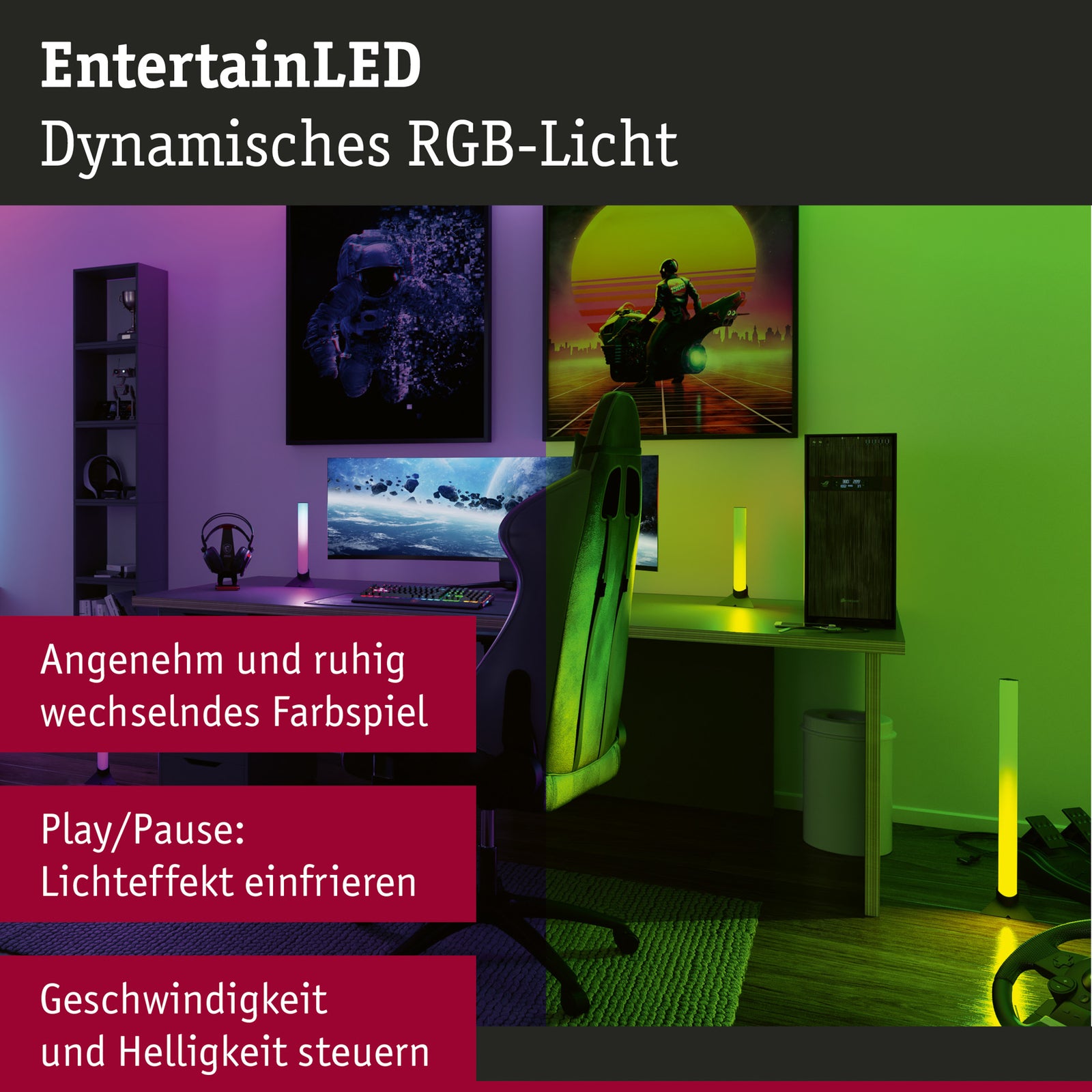 LED lightbar RGB dimbar 60 cm 2-pakning med fjernkontroll - Paulmann fjernkontroll