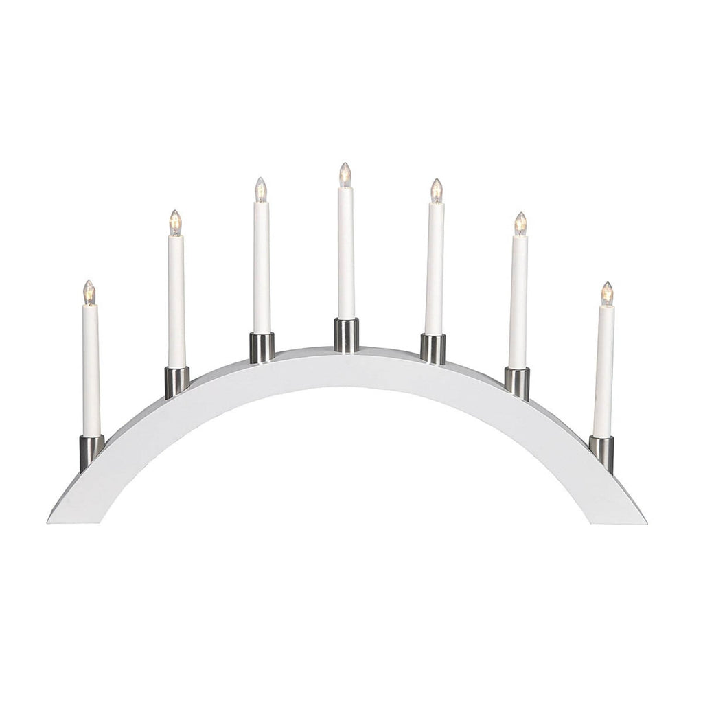 LED-lysbue Tall 7 lys tre/metall sølv 67 cm varmhvit med kabel og bryter
