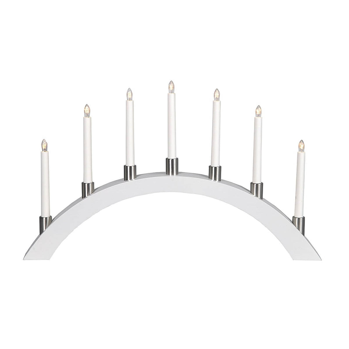 LED-lysbue Tall 7 lys tre/metall sølv 67 cm varmhvit med kabel og bryter