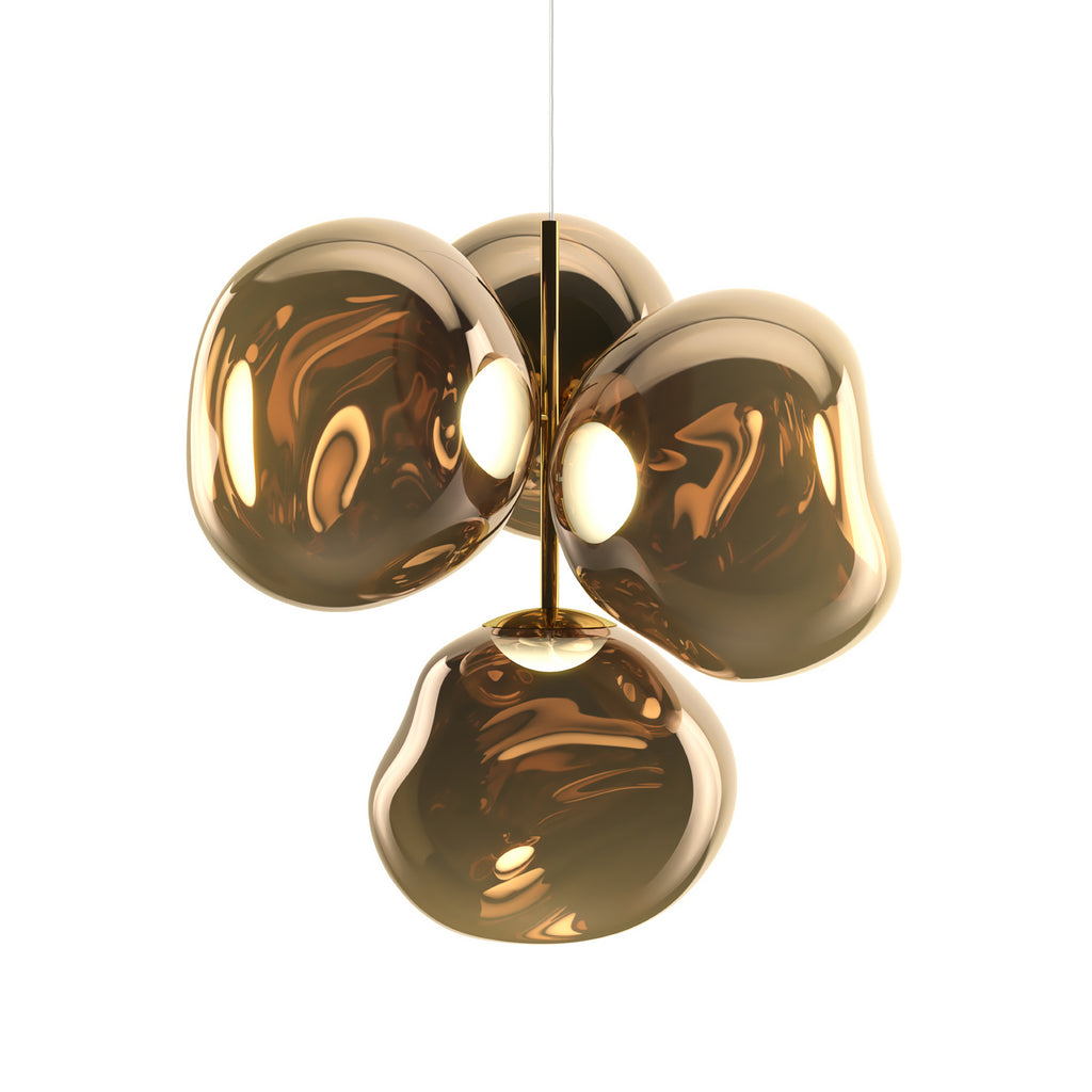 Nærbilde av skjerm på LED-lysekrone Melt Chandelier bronse
