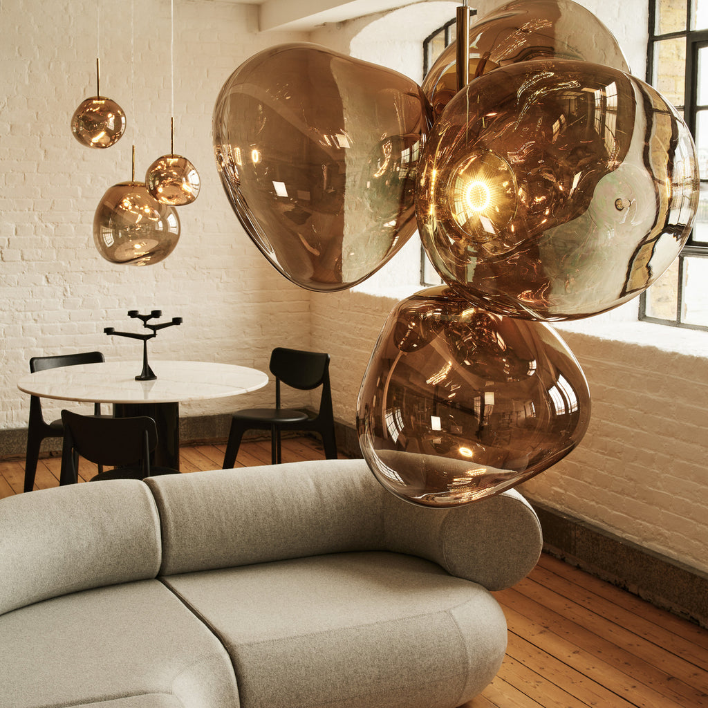 LED-lysekrone Melt Chandelier dimbar bronse Ø98 cm oppheng