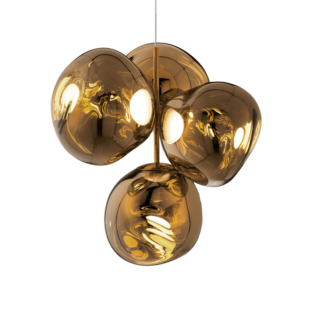 LED-lysekrone Melt Chandelier dimbar gull Ø98 cm detalj