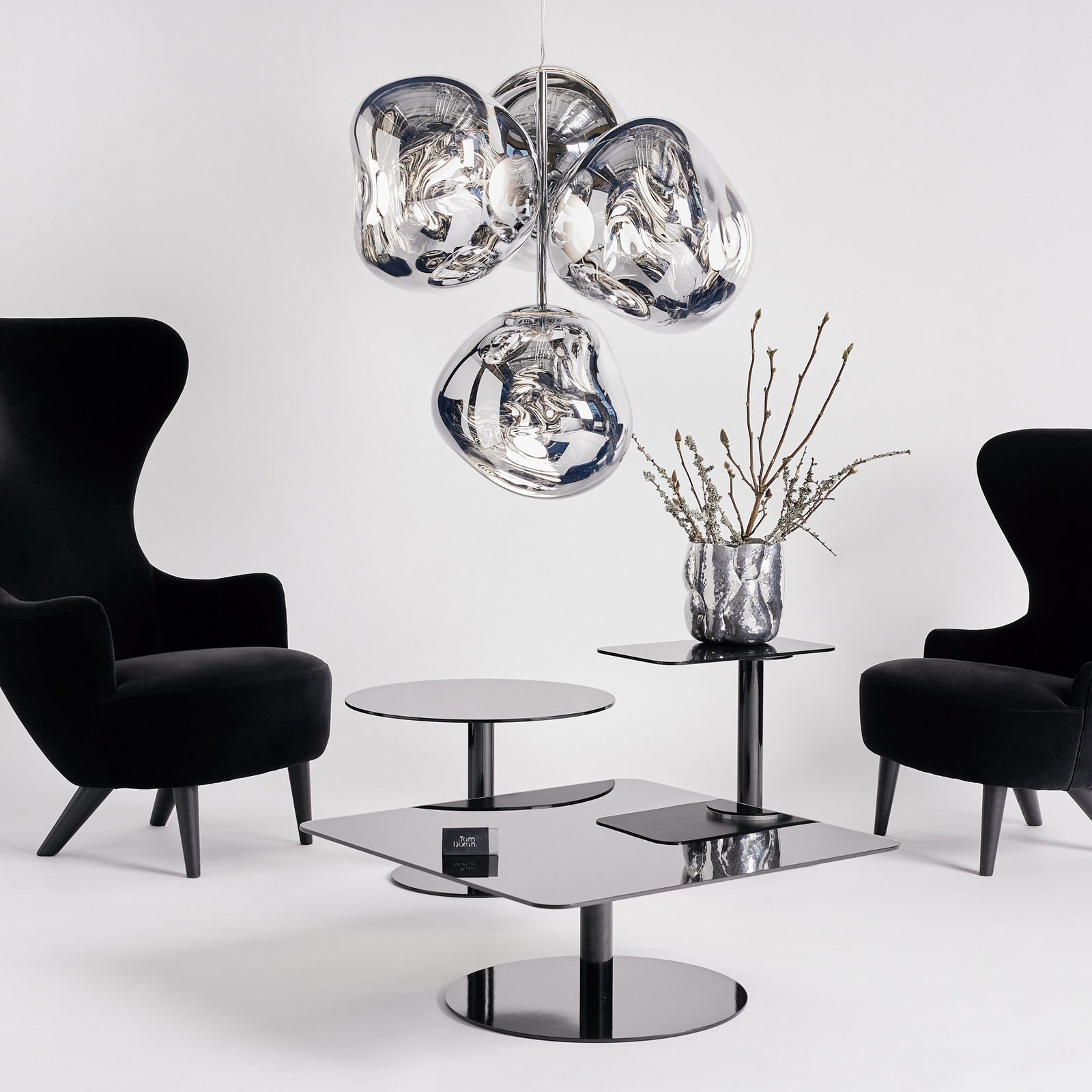LED-lysekrone Melt Chandelier røykgrå bakside