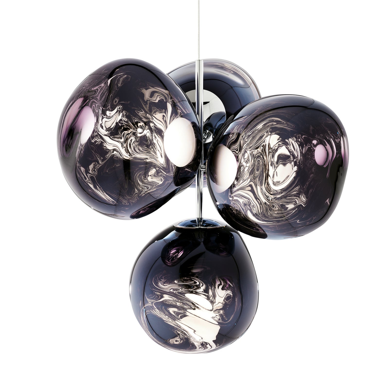 LED-lysekrone Melt Chandelier røykgrå montert i rom