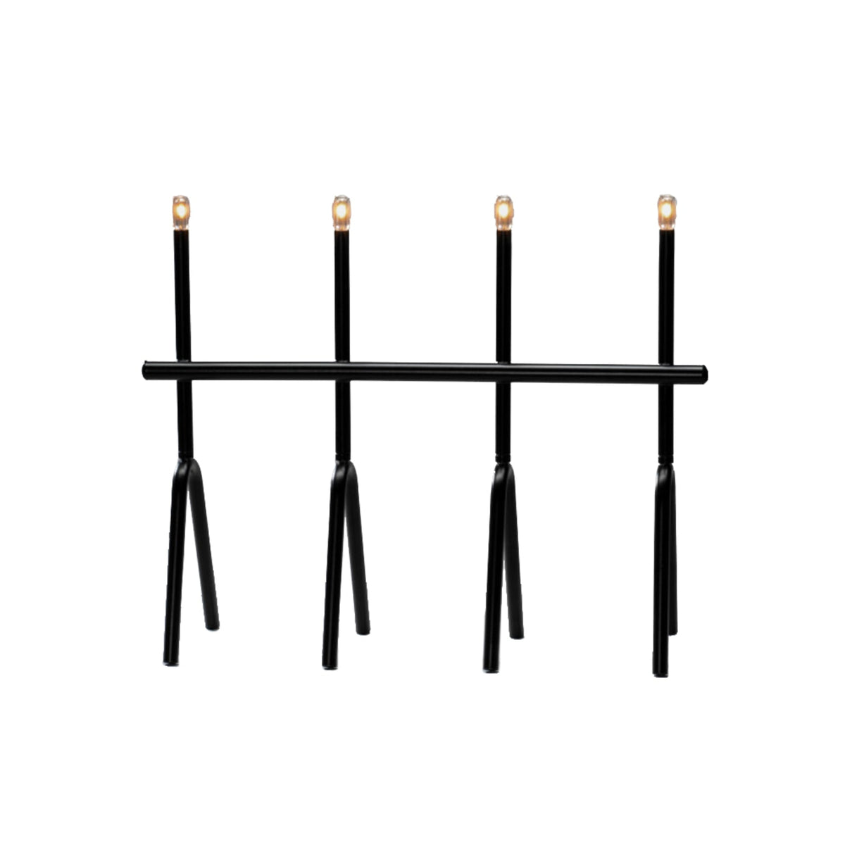 LED-lysestake 4-lys svart stål dimbar 39 cm bakside
