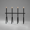 LED-lysestake 4-lys svart stål dimbar 39 cm forfra
