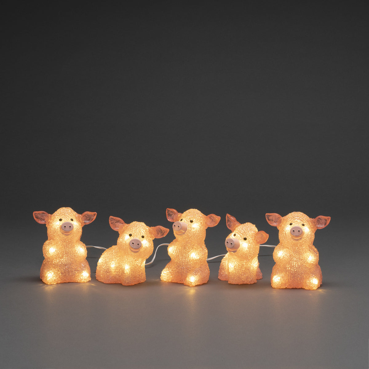 LED-lysfigur gris 5-pk lyslenke med IP44 beskyttelse