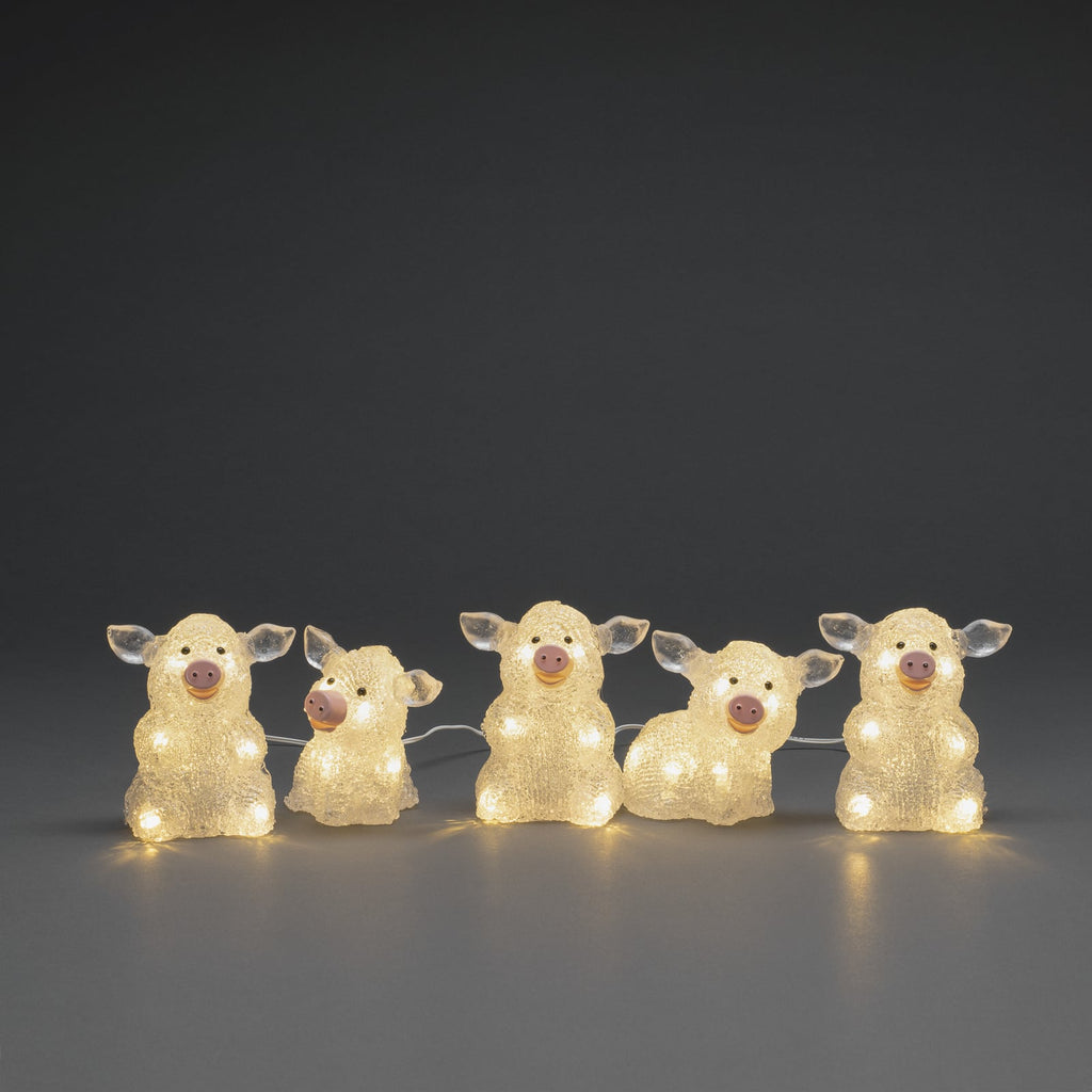 LED-lysfigur gris 5-pk lyslenke montert utendørs