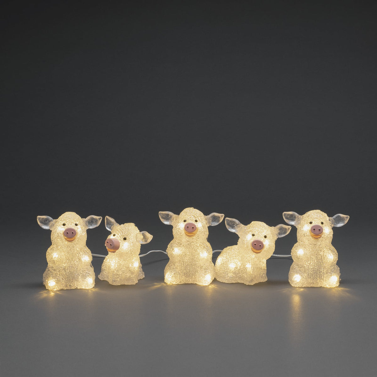 LED-lysfigur gris 5-pk lyslenke montert utendørs