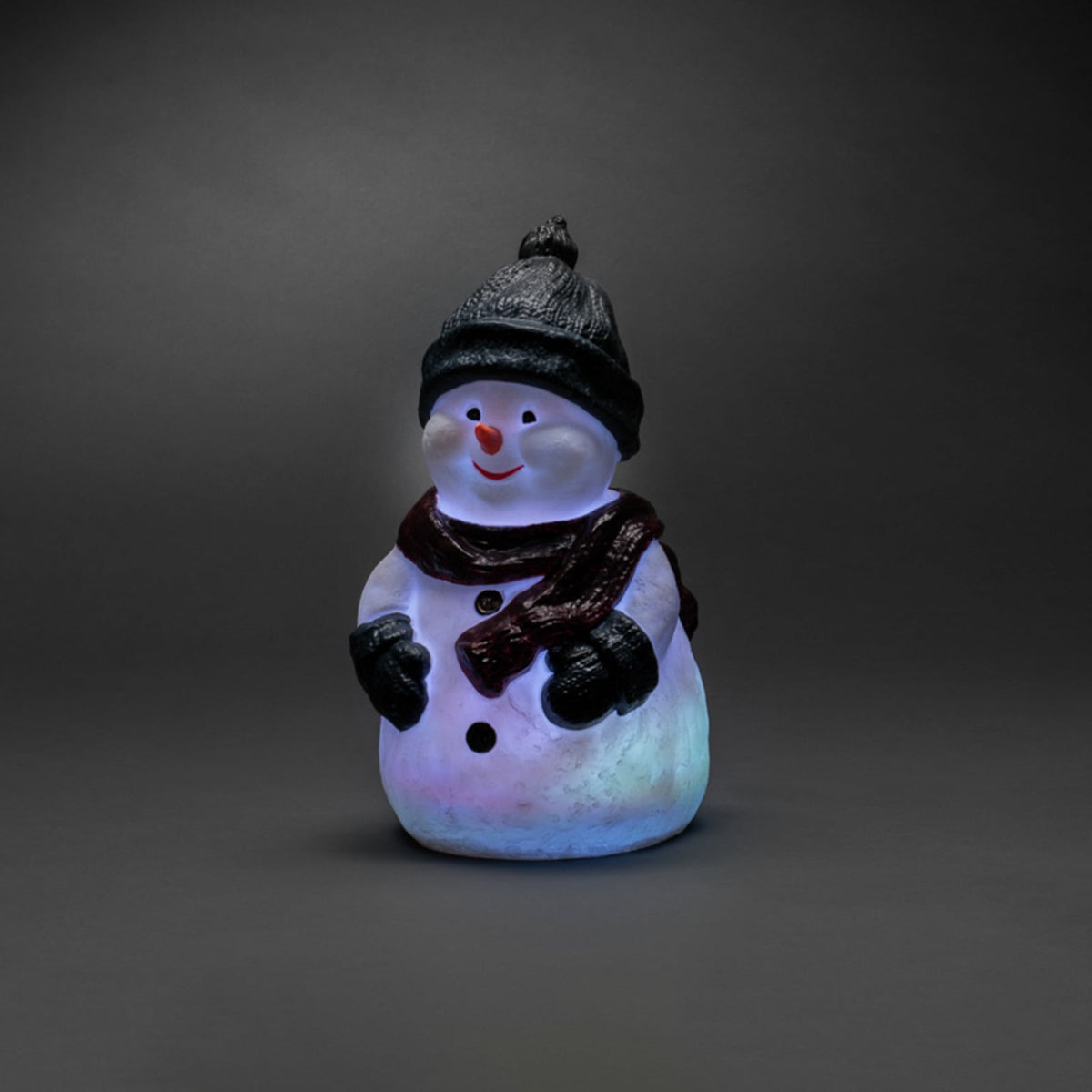 LED-lysfigur snømann RGB fargeskiftende 38 cm IP44 sideprofil