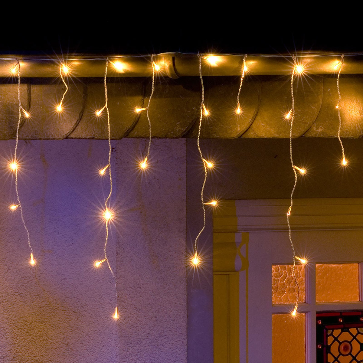 LED-lysgardin istapper 96 LED varmhvit 3 m IP44 - Konstsmide forfra