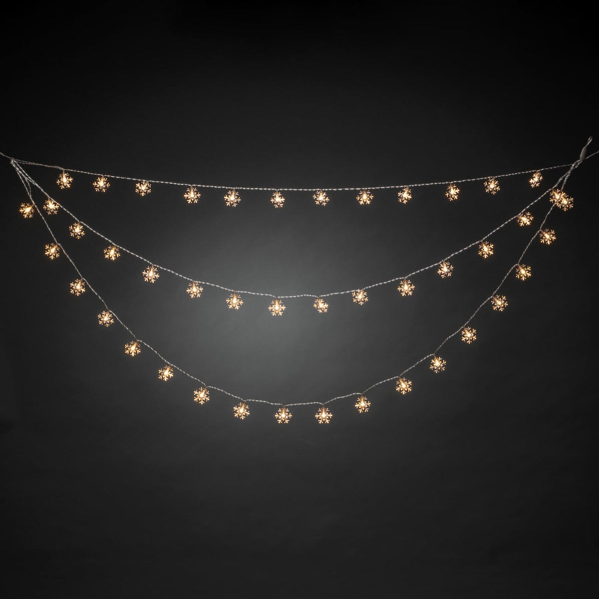 LED-lysgardin snøfnugg 44 LED varmhvit 125 cm - Konstsmide detalj av LED-lys