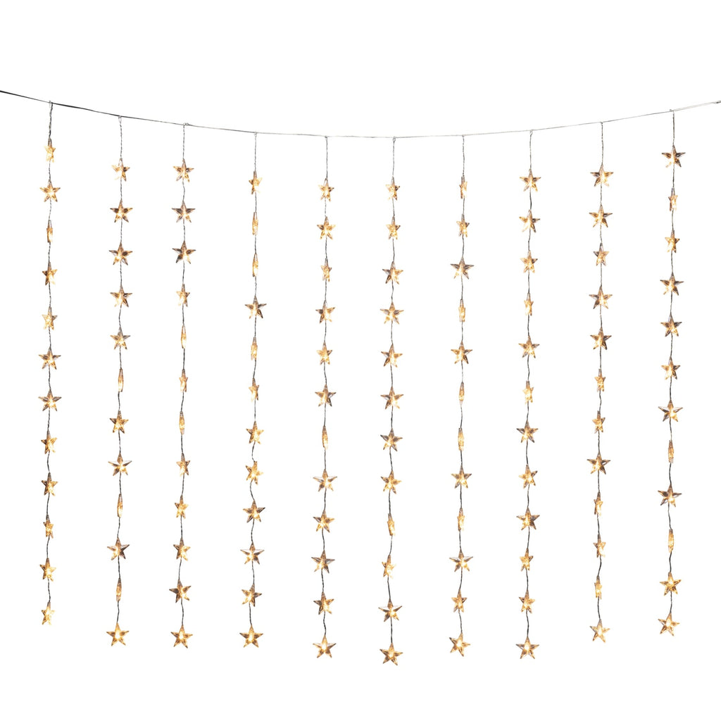 LED-lysgardin stjerner 120 lys ravgul 140x120 cm detalj