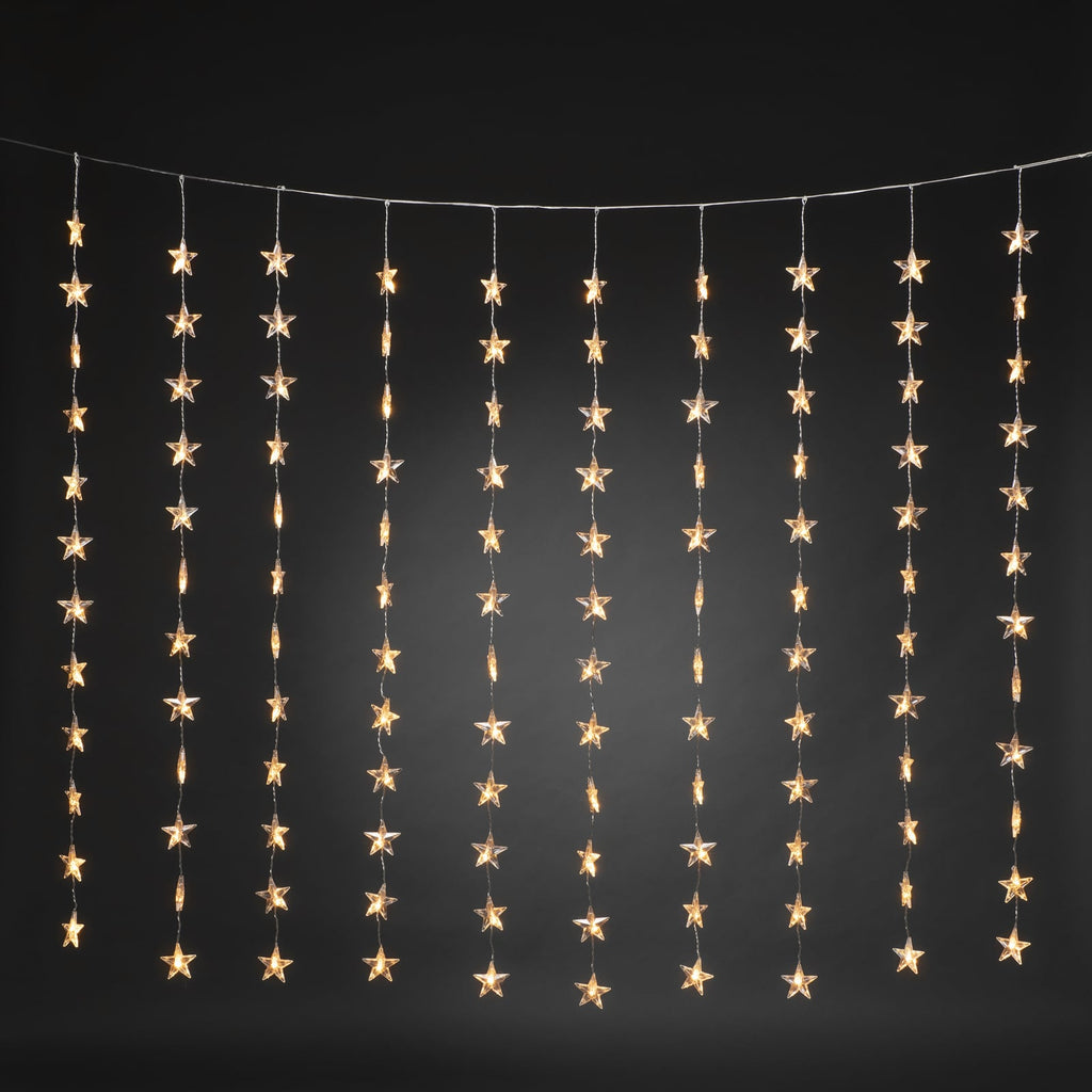 LED-lysgardin stjerner 120 lys ravgul 140x120 cm nærbilde