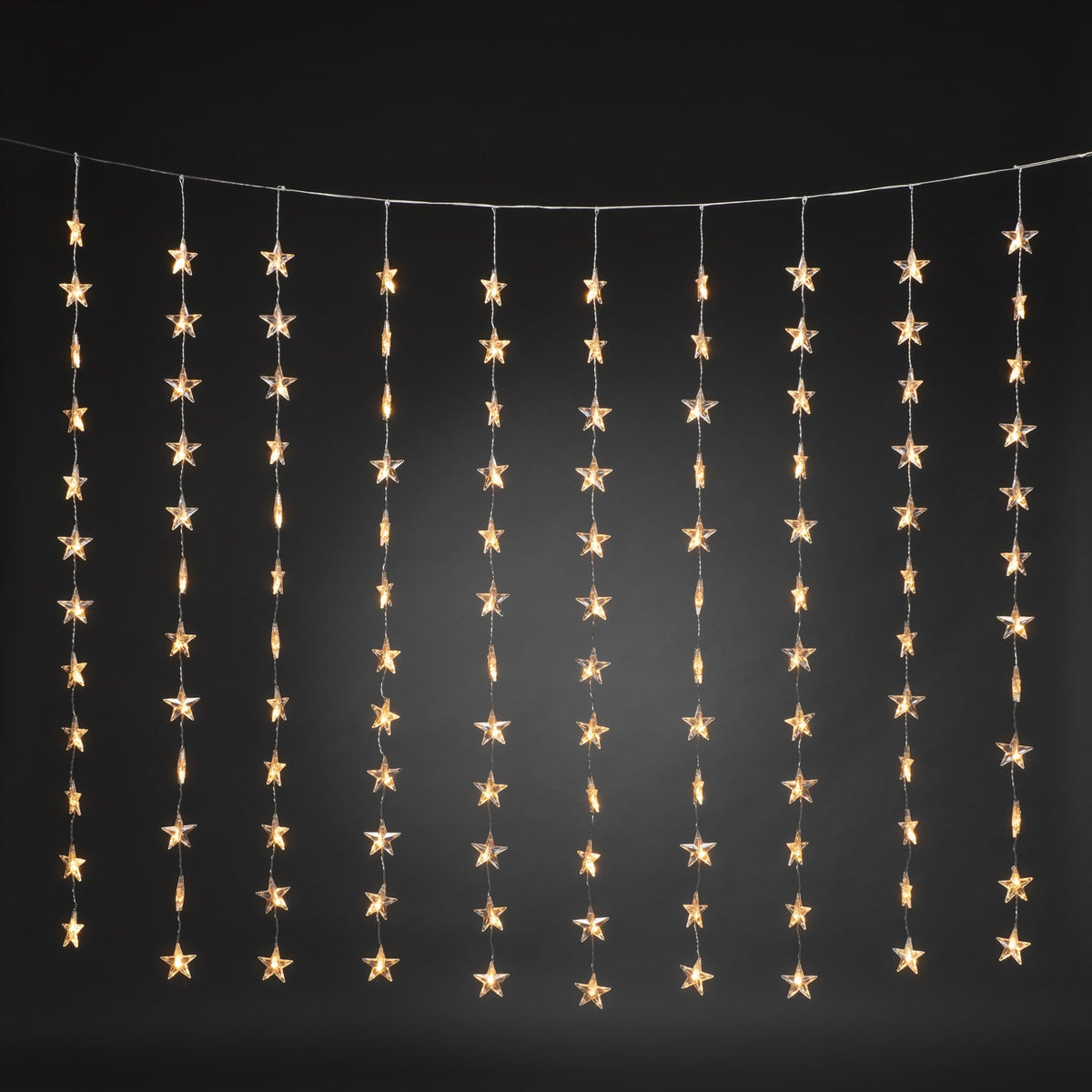 LED-lysgardin stjerner 120 lys ravgul 140x120 cm nærbilde