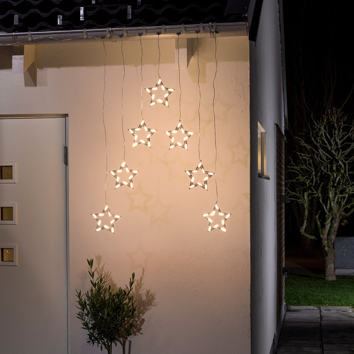 LED-lysgardin stjerner 70 lys 72x118 cm IP44 utendørs bakside