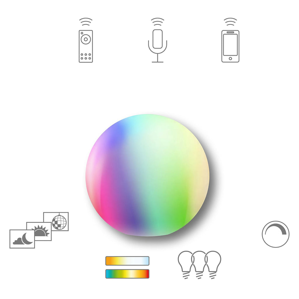 LED lyskule Calluna Ø35 cm RGB dimbar IP44 tint forfra