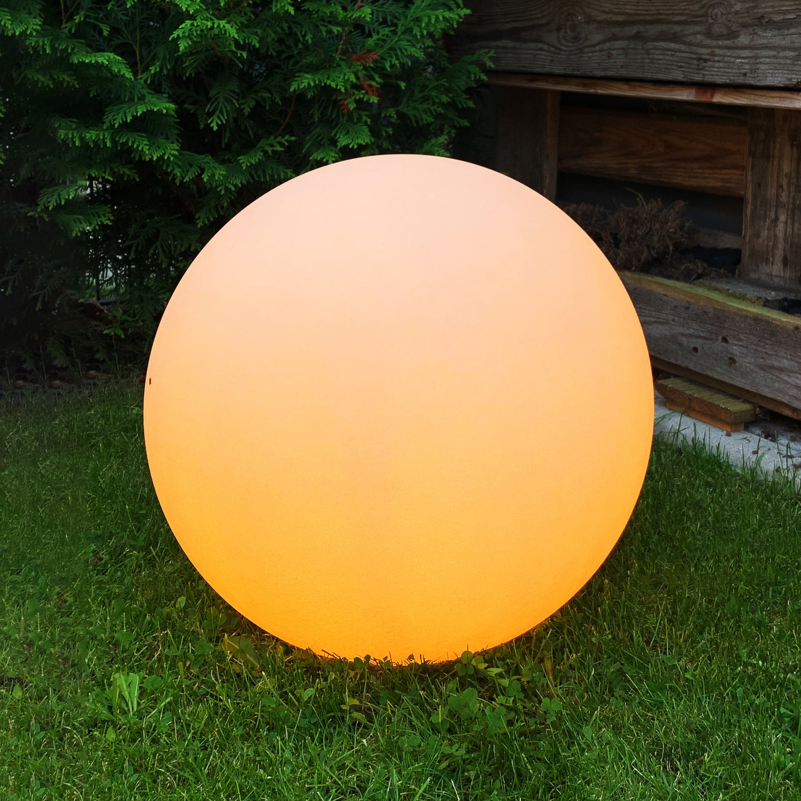 LED-lyskule Calluna sand Ø50 cm RGBW dimbar IP44 - tint forfra