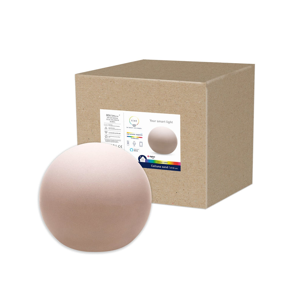 Nærbilde av LED-lyskule Calluna sand Ø50 cm RGBW dimbar IP44 - tint