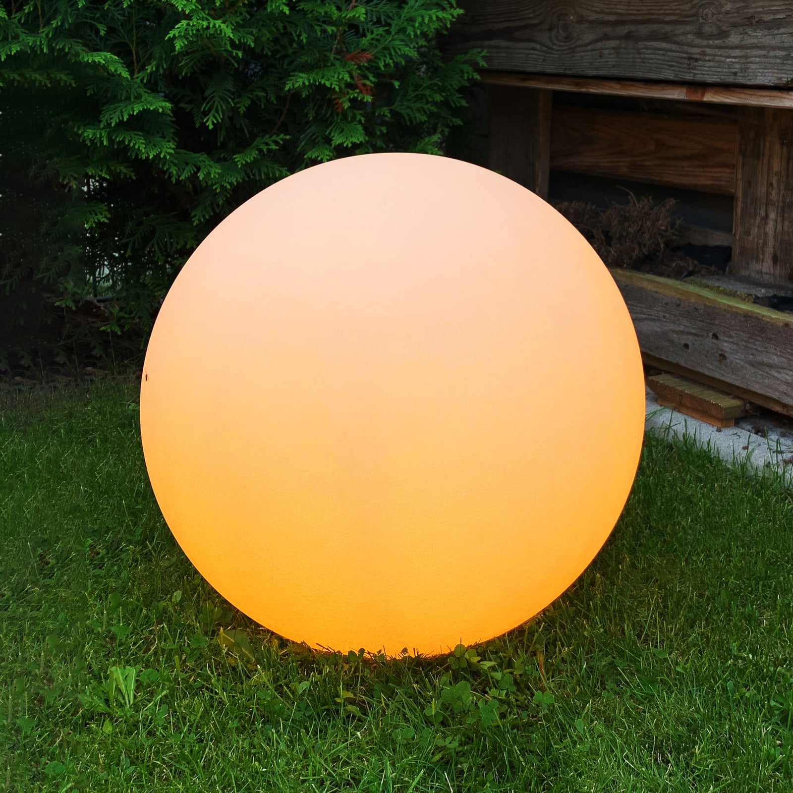 LED lyskule Calluna sand Ø40 cm RGBW dimbar IP44 forfra