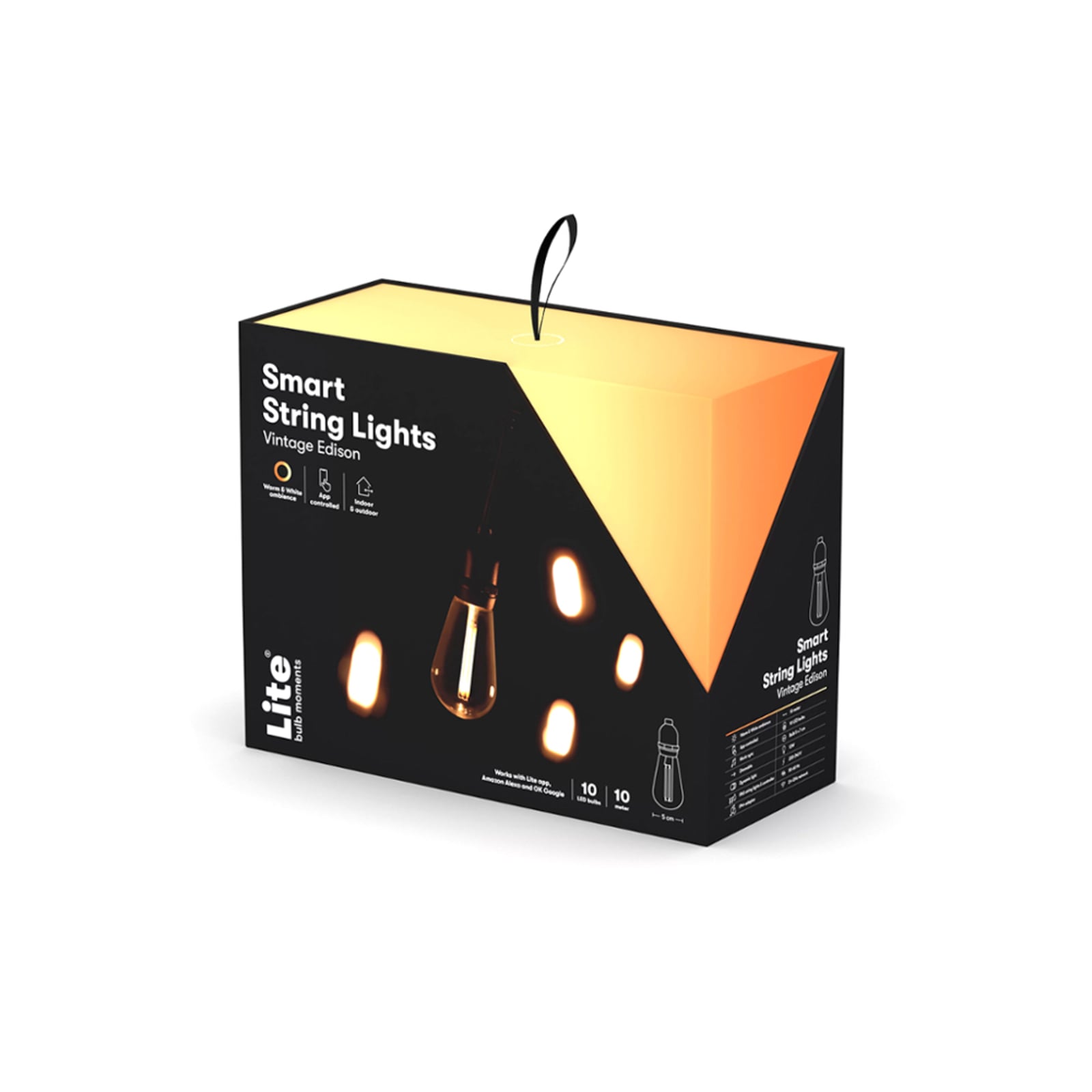 LED lyslenke 10 vintage filamentpærer dimbar 10m IP65 Lite Bulb Moments kabeldetalj