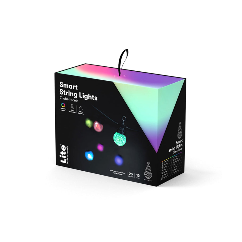 Montert LED-lyslenke 25x globe fasettert 12 m RGB IP65 Lite Bulb Moments på terrasse