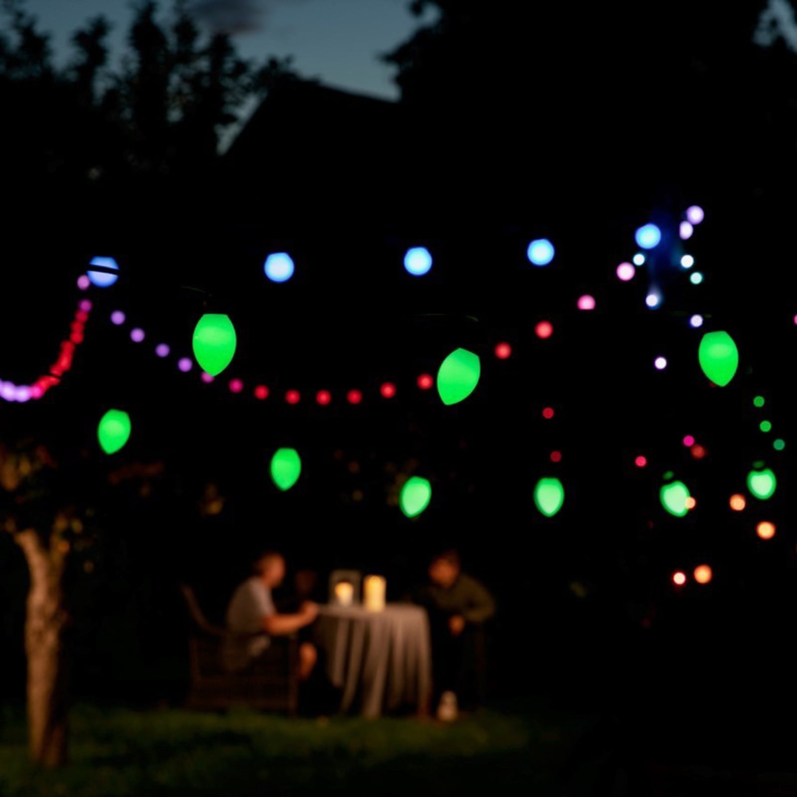 LED lyslenke 50 ovale lys RGB dimbar IP65 10m nærbilde av LED-lys