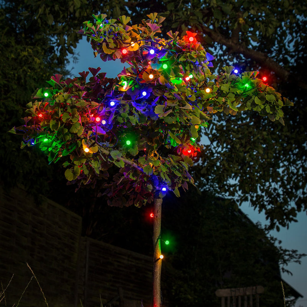LED-lyslenke 80 lys flerfarget RGB utendørs IP44 - Konstsmide montert