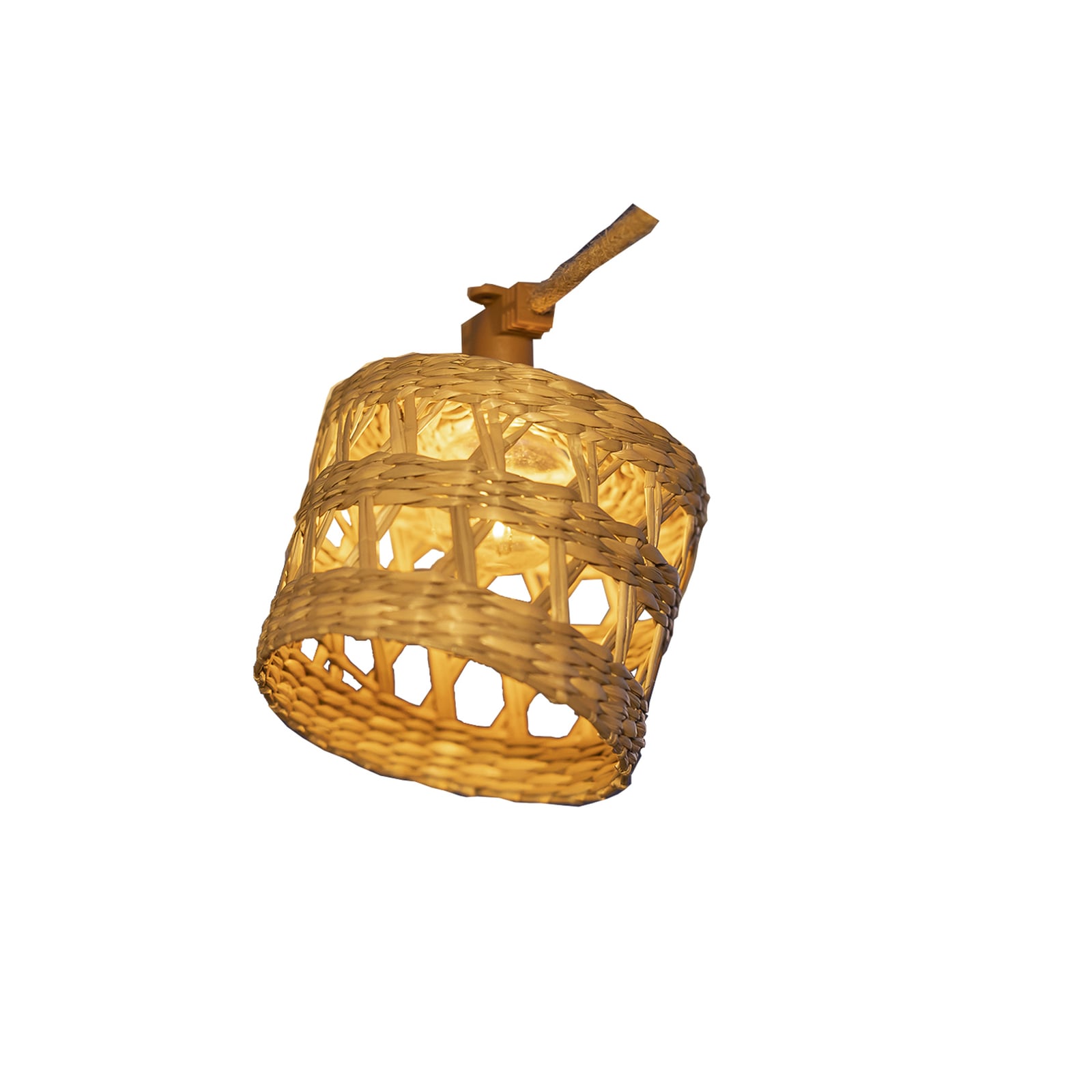 LED lyslenke Alba med naturfiberskjermer 10-lys IP44 montert og tent