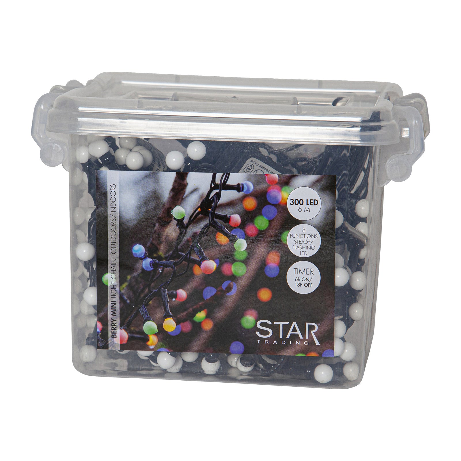 LED-lyslenke Berry Mini RGB med timer IP44 600 cm bryter og plugg