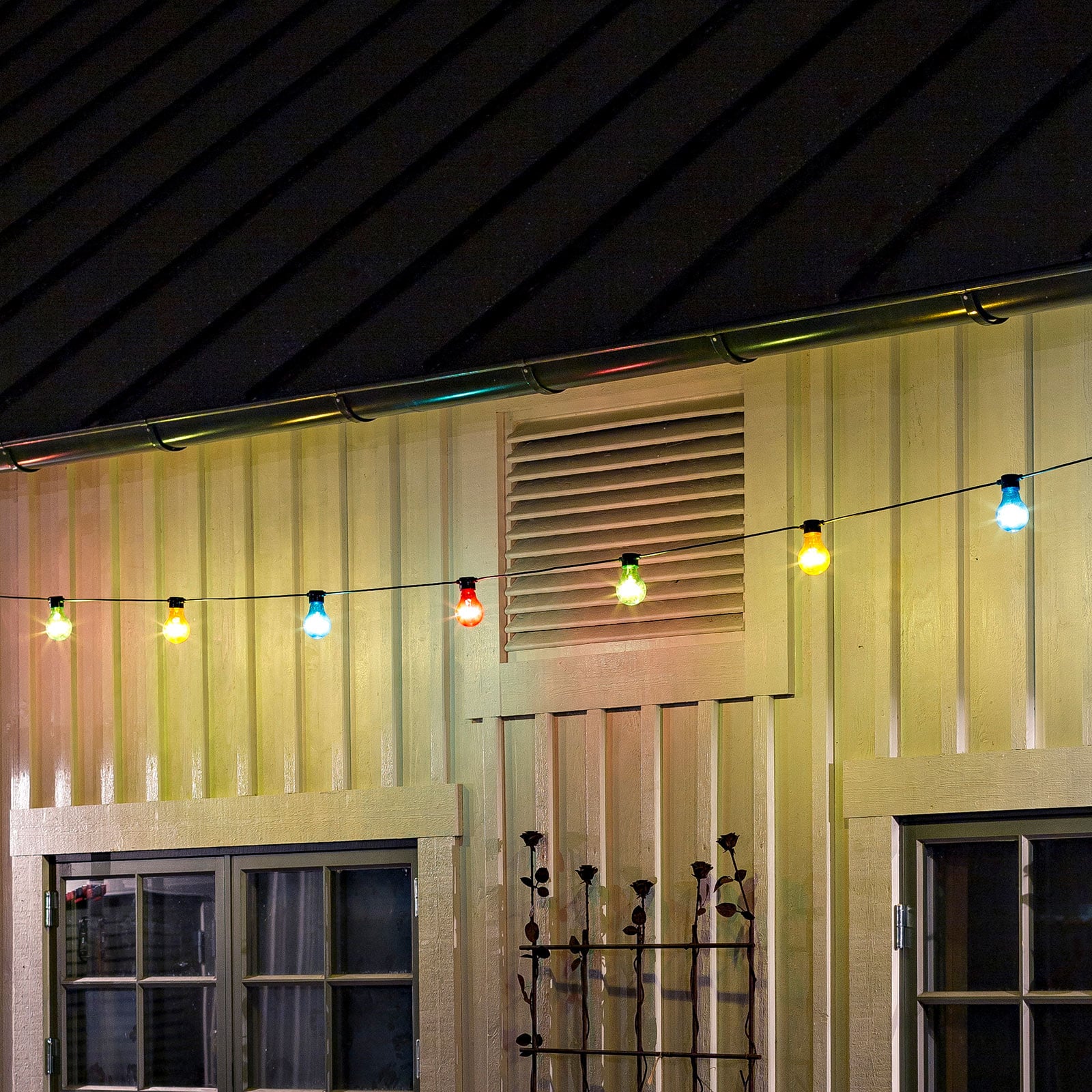 LED lyslenke Biergarten 10 lys flerfarget IP44 varmhvit forfra