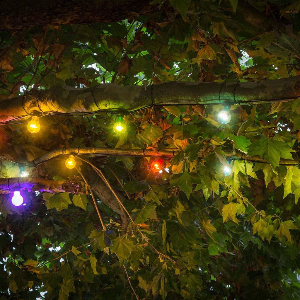 LED lyslenke Biergarten 10 lys flerfarget IP44 varmhvit lys i mørket