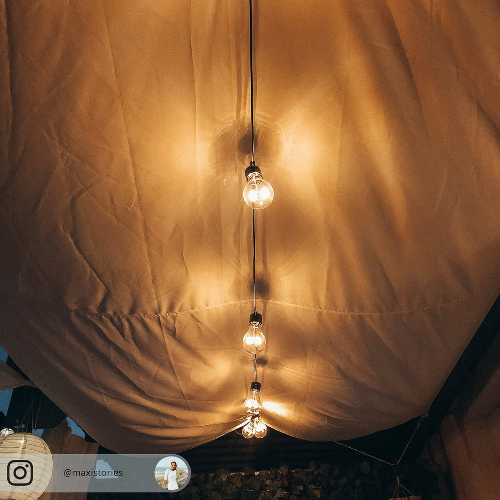 LED lyslenke Biergarten 20 pærer dimbar IP44 ravfarget trafo