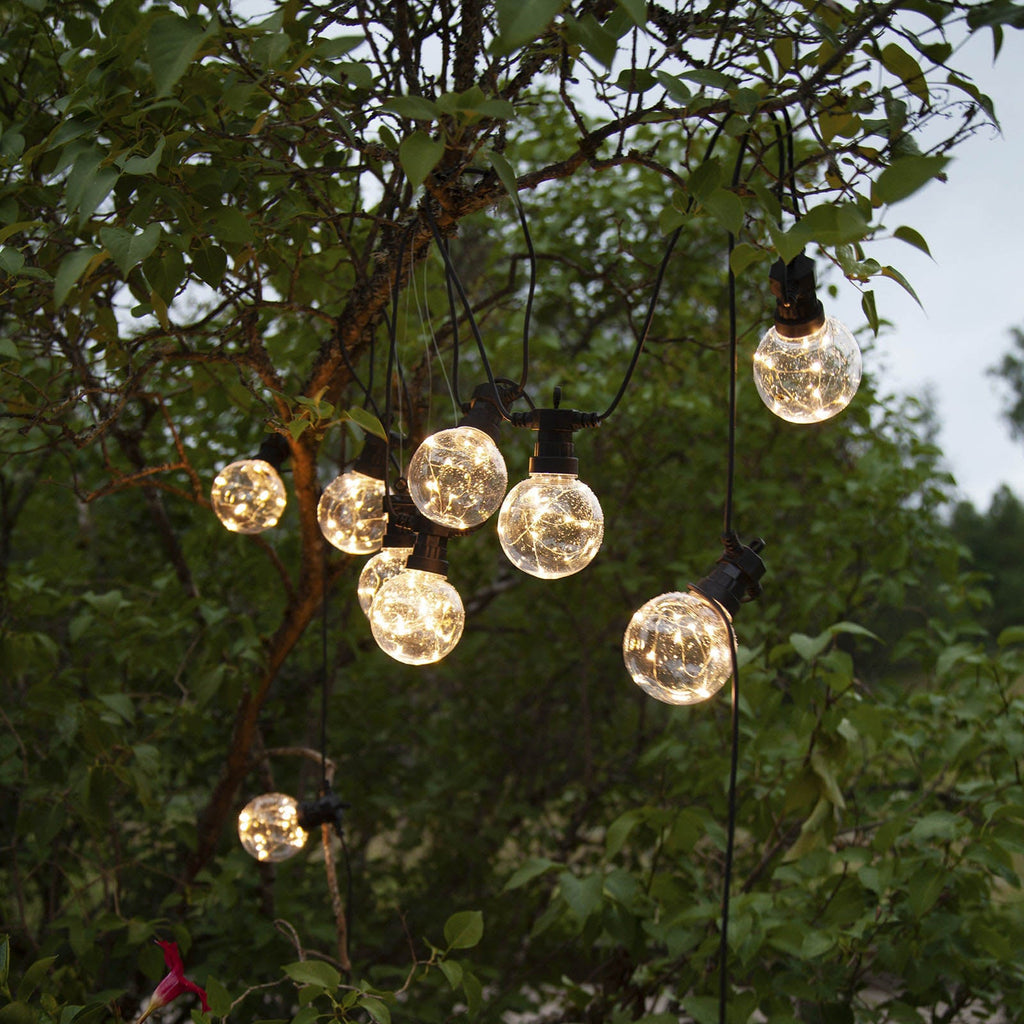 LED-lyslenke Big Circus Dew Drops 10-lys IP44 bakside og ledning