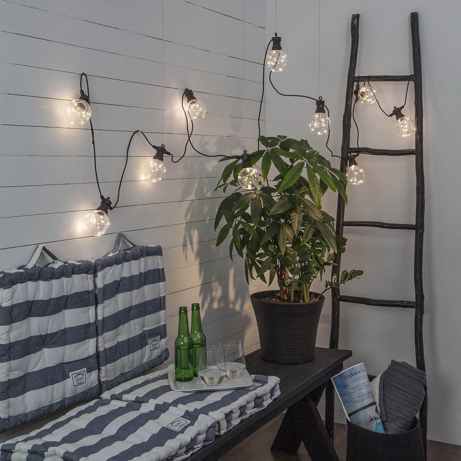 Montert LED-lyslenke Big Circus Dew Drops 10-lys IP44 i utendørs miljø