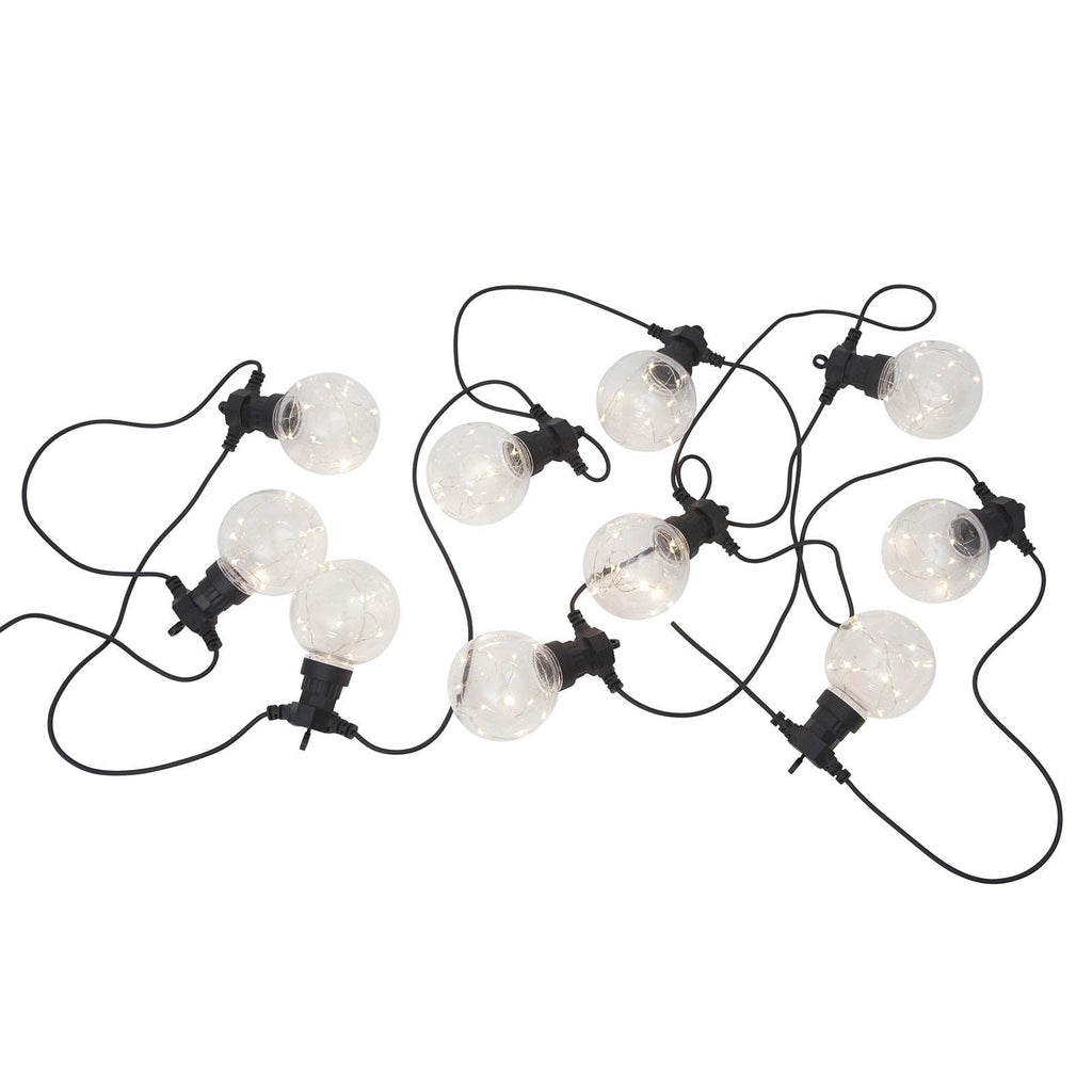 LED-lyslenke Big Circus Dew Drops 10-lys IP44 transparent lampeskjerm