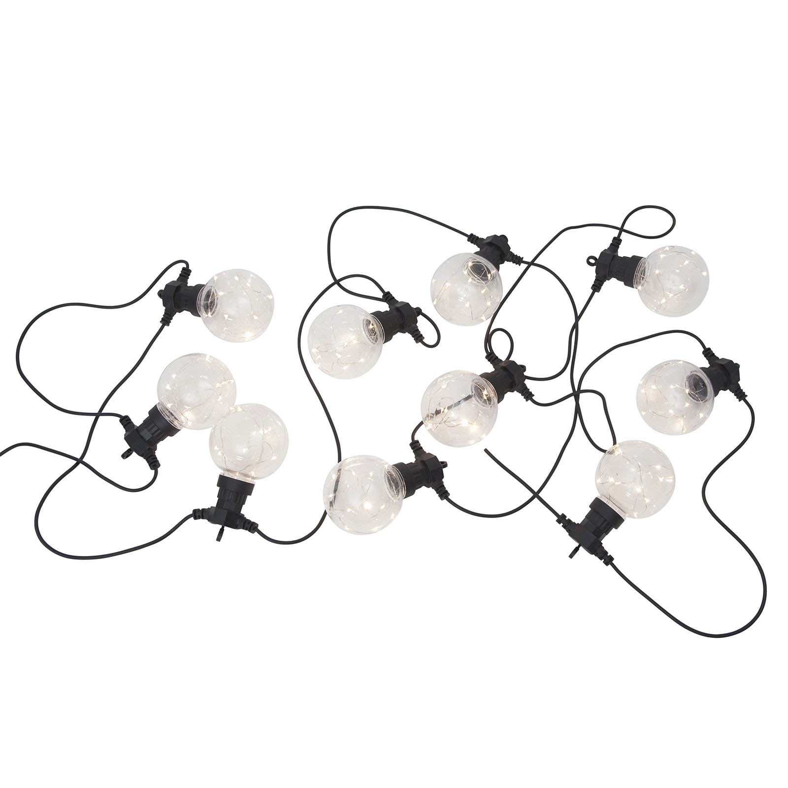 LED-lyslenke Big Circus Dew Drops 10-lys IP44 transparent lampeskjerm