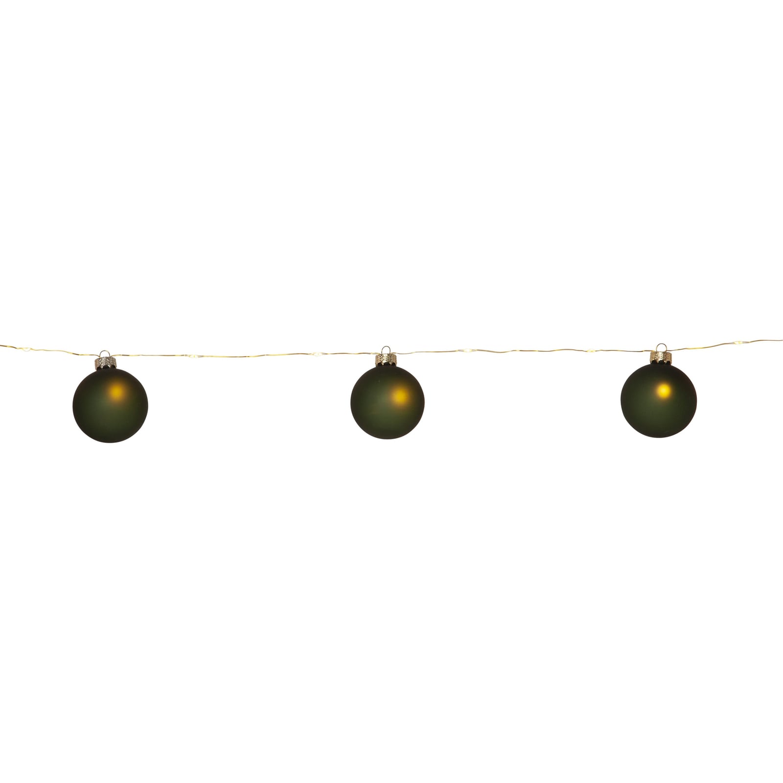 Detalj av LED lyslenke Bliss 8 glasskuler mørkegrønn