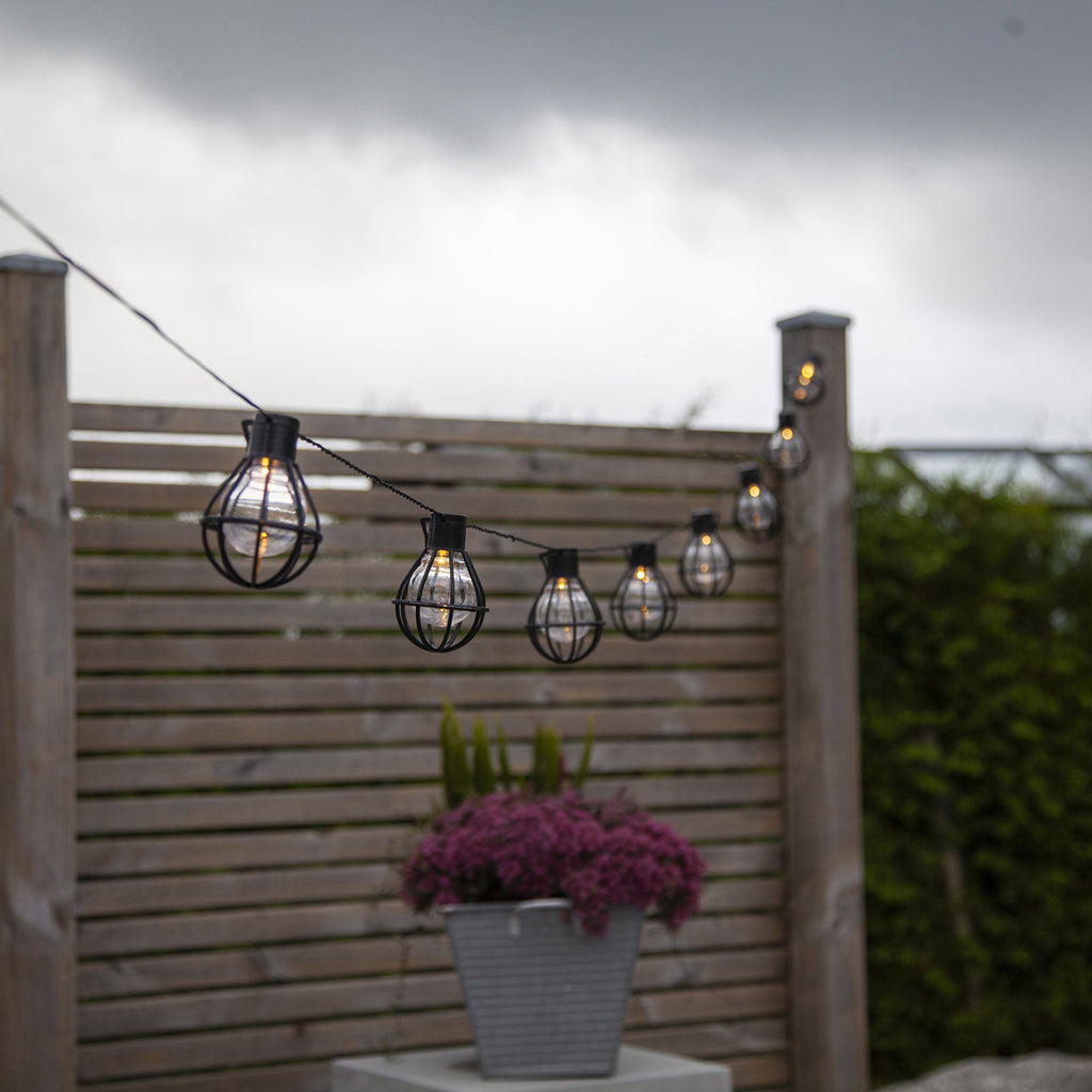 LED-lyslenke Cage svart/transparent IP44 varmhvit bakside