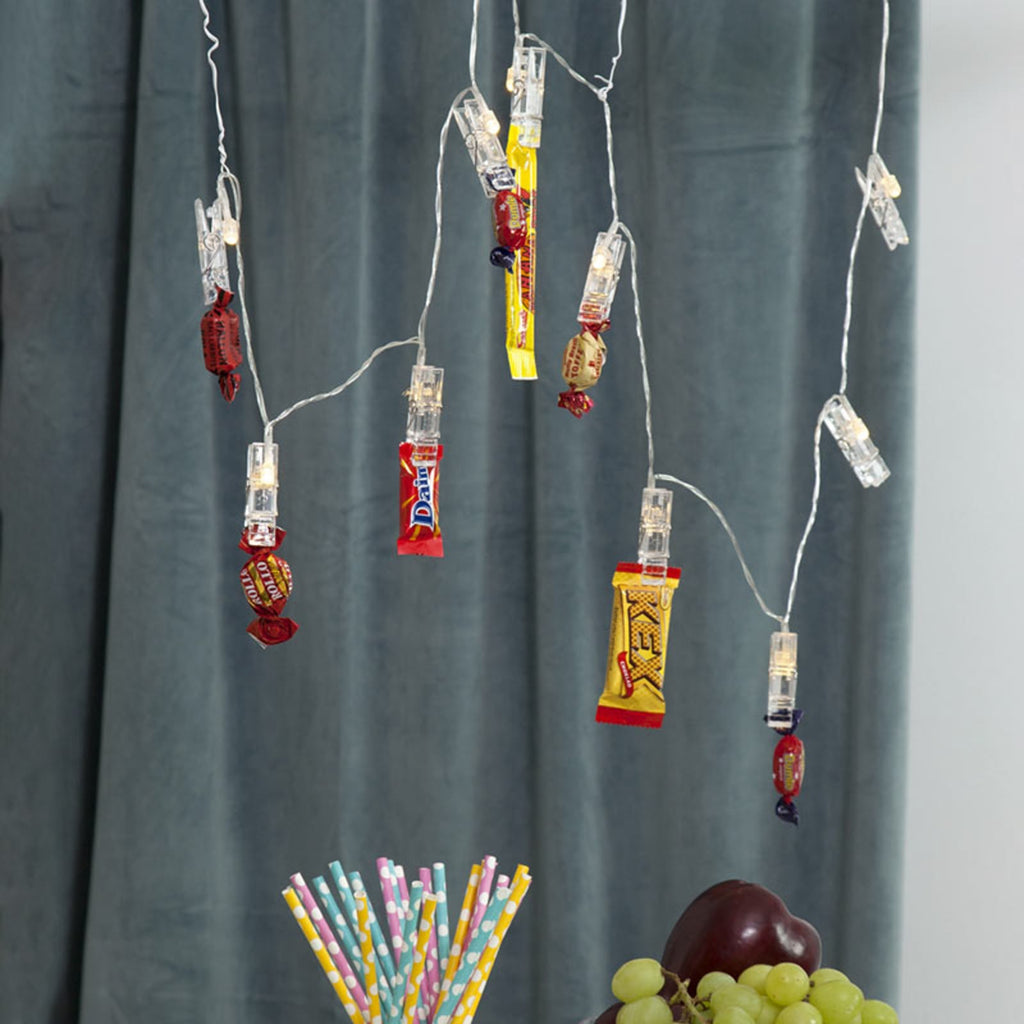 LED lyslenke Clippy med timer og fotoklyper transparent fra STAR TRADING
