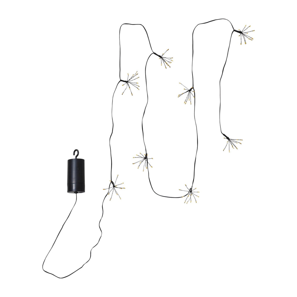 LED-lyslenke Dew Drops Flower batteridrevet IP44 bakside med batteriboks