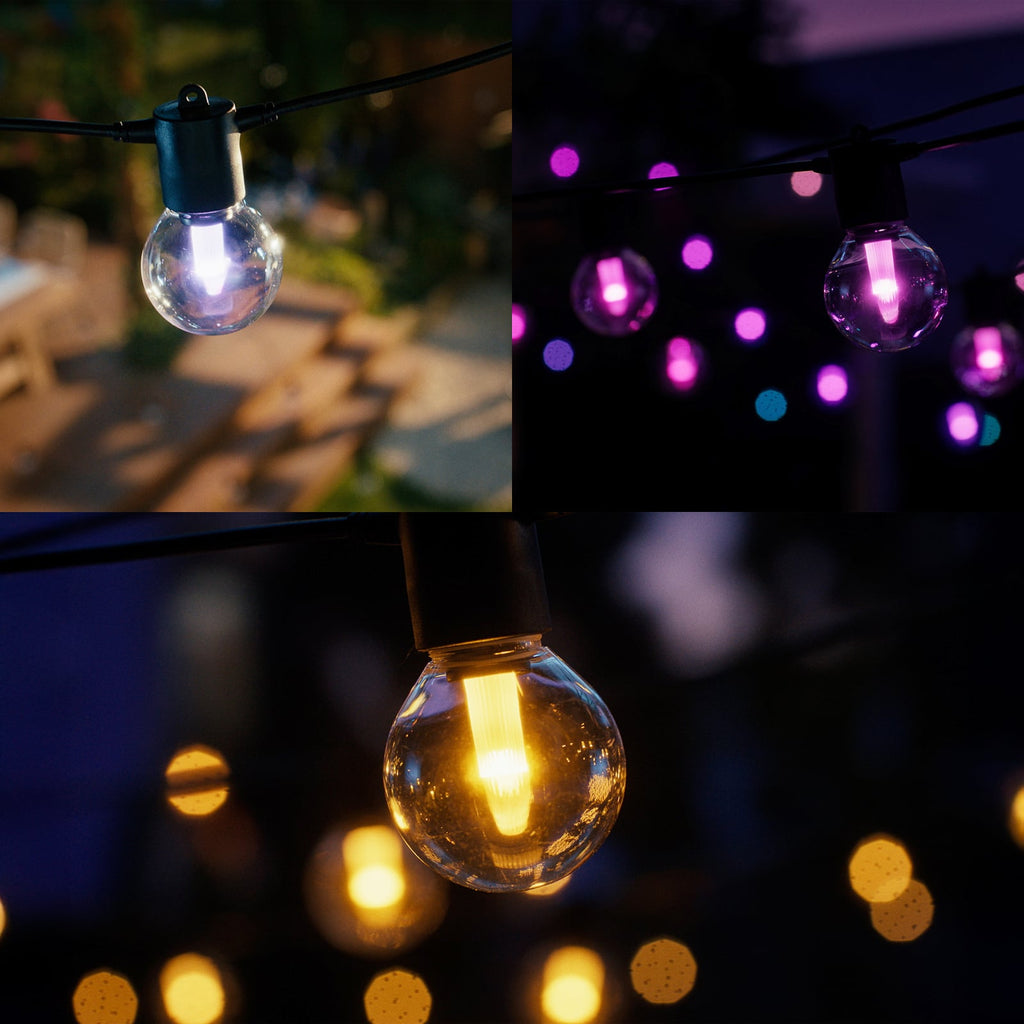 LED lyslenke Festavia Globe 20 lys 14 m RGB IP65 i bruk utendørs