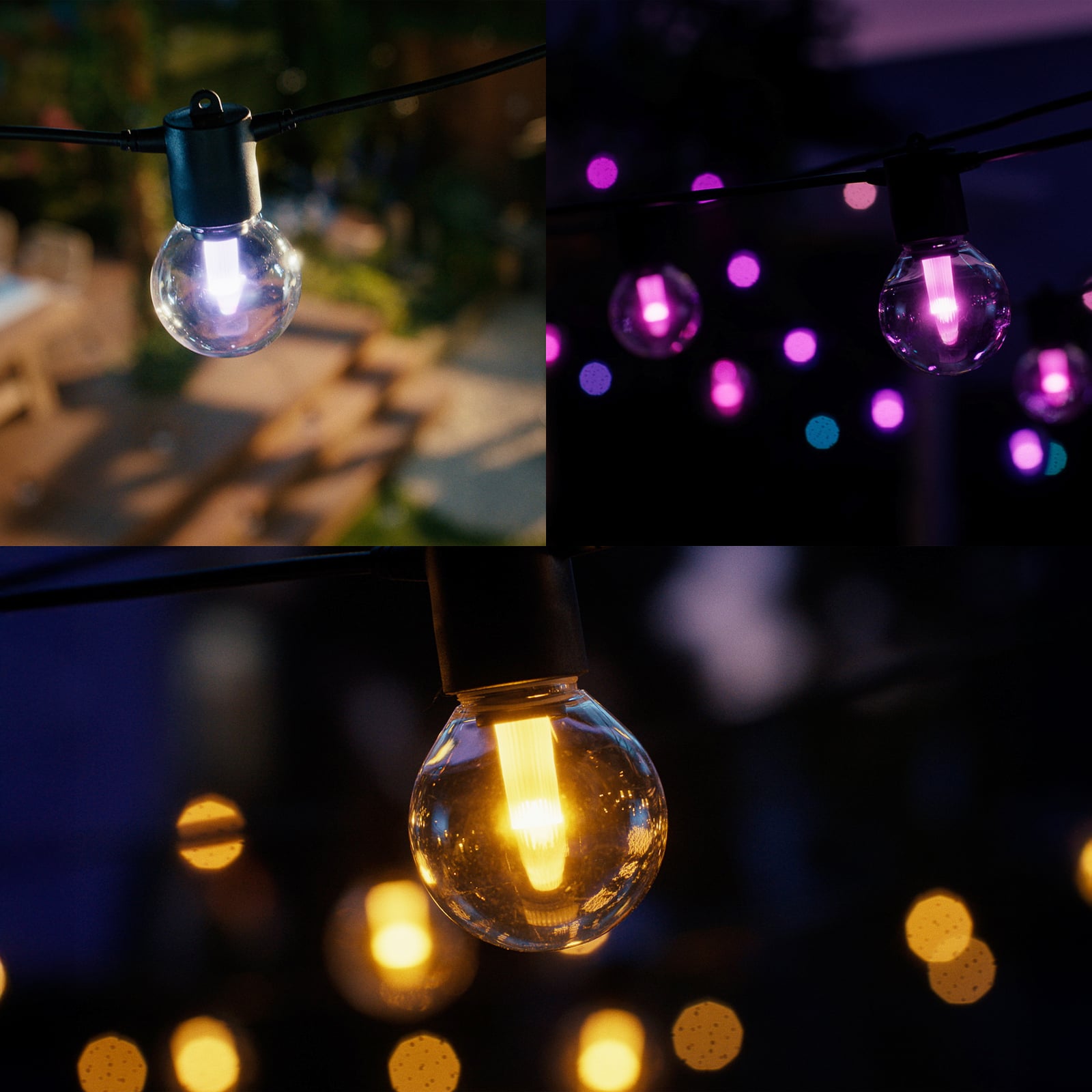 LED lyslenke Festavia Globe 20 lys 14 m RGB IP65 i bruk utendørs