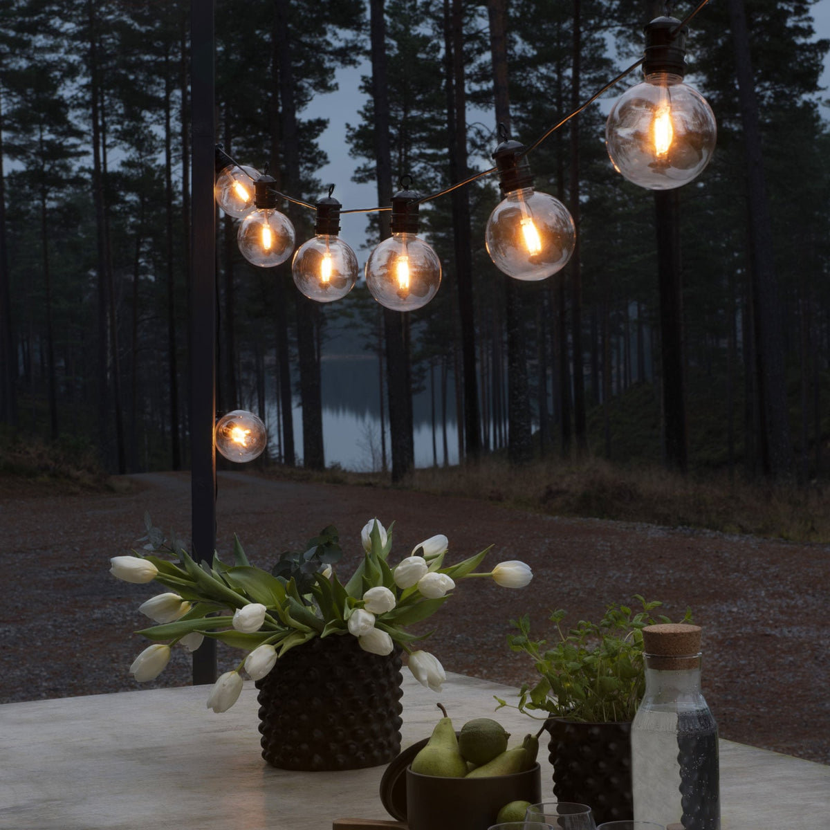 LED-lyslenke globe startsett 10 lys 20 m IP44 dimbar bakside