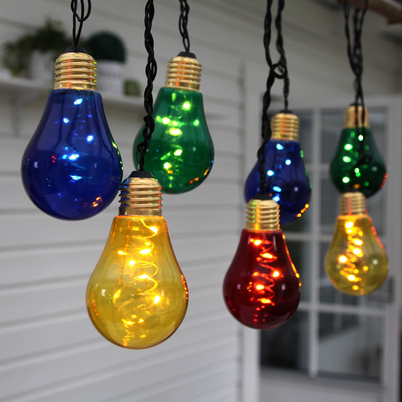 LED-lyslenke Glow 10 lys flerfarget glass IP44 bakside