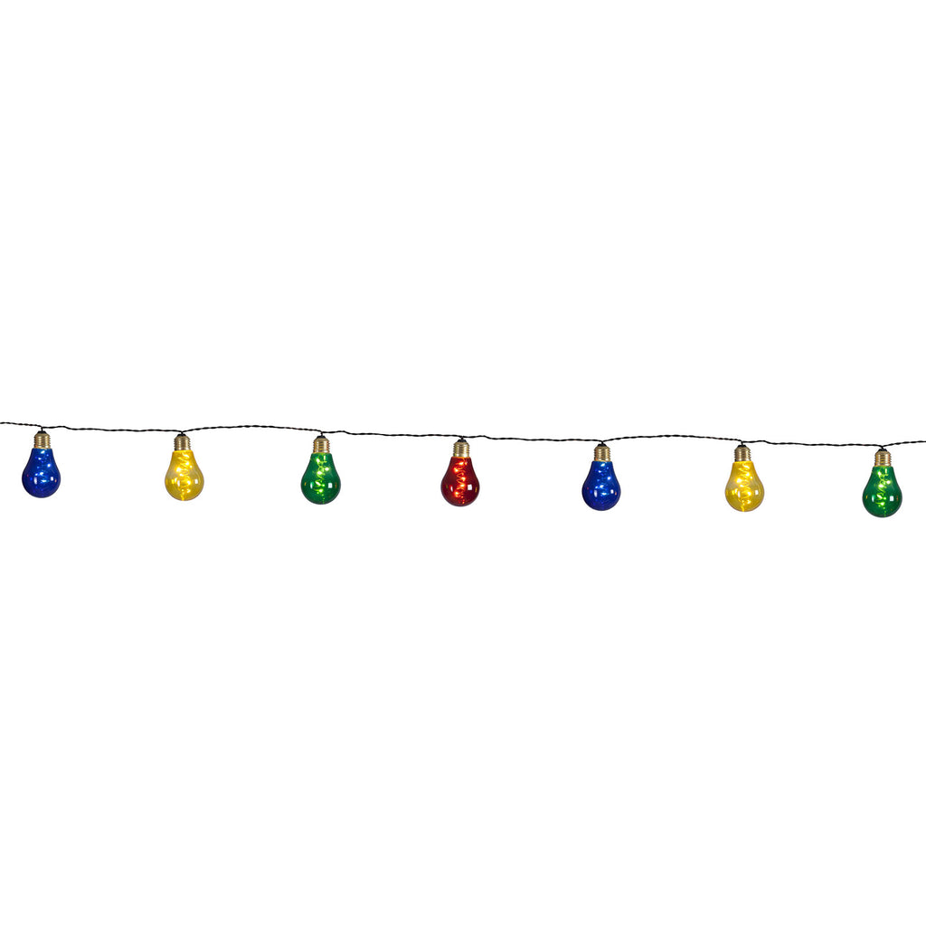 Detalj av LED-lyslenke Glow 10 lys flerfarget glass IP44 med flerfarget glass