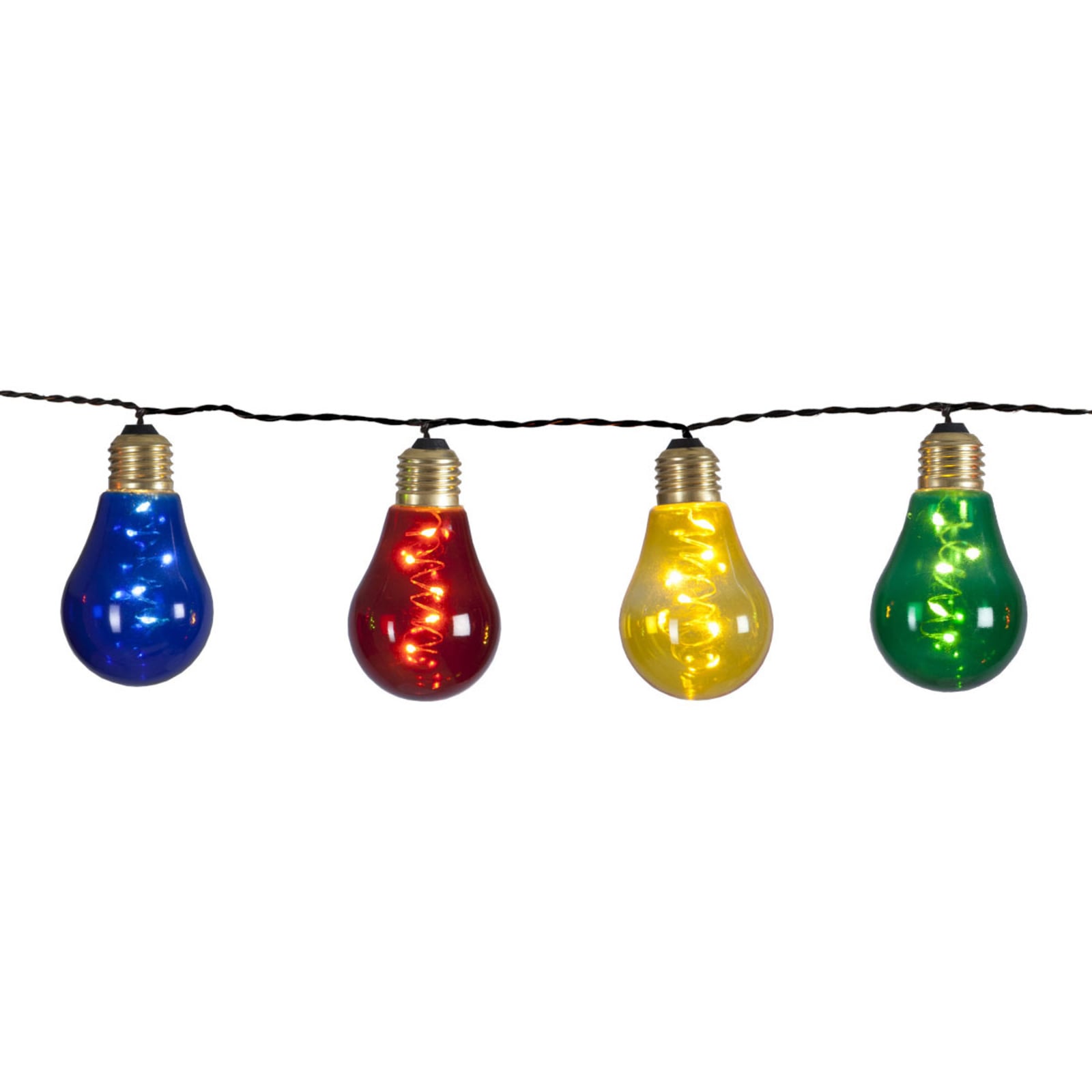 Nærbilde av LED-lyslenke Glow 10 lys flerfarget glass IP44 lys